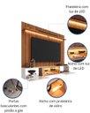 Ver imagem 3 de Painel com Rack Milano para TV até 70” com Nicho com LED, Prateleira de Vidro, Portas Basculantes
