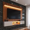 Ver imagem 1 de Painel com Rack Milano para TV até 70” com Nicho com LED, Prateleira de Vidro, Portas Basculantes