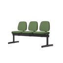 Ver imagem 1 de Longarina Job 3 Lugares Assento Crepe Verde Base Metalica Preta - 54527