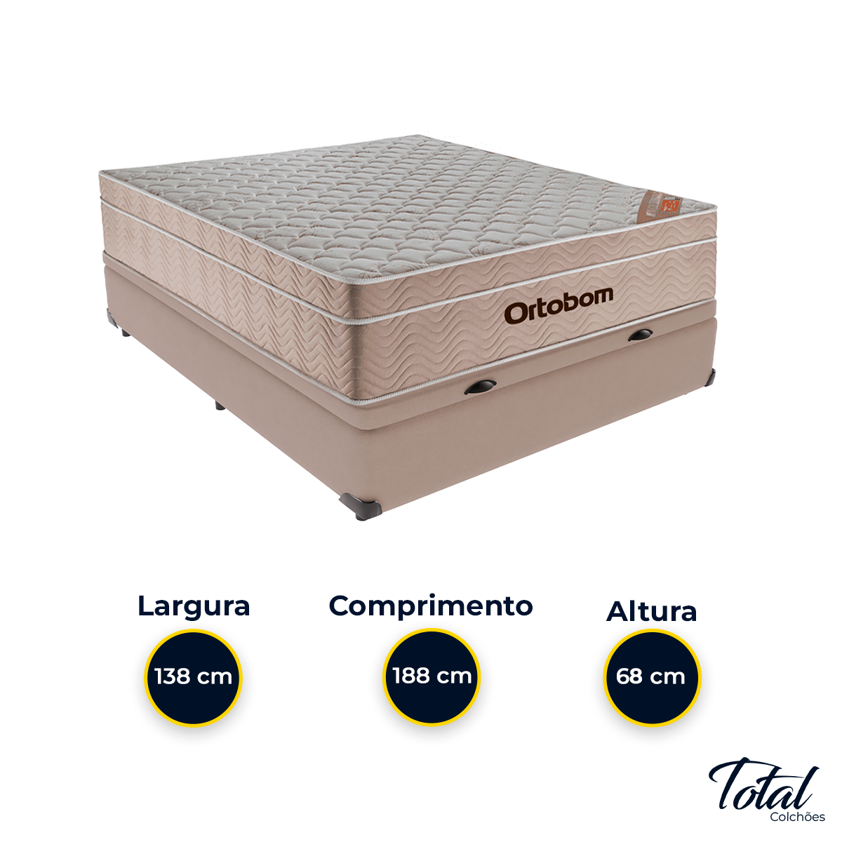 Cama Box Baú Casal Bege e Colchão Airtech Springpocket Molas Ensacadas Ortobom - 3