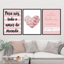 Ver imagem 1 de Kit 3 Quadros Todo Amor do Mundo - Coração 33x24cm - com vidro:Madeira preta
