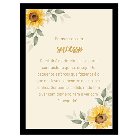 Quadro Decorativo Motivacional "Palavra do Dia - Sucesso..."