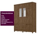 Ver imagem 7 de Guarda Roupa Casal com Espelho Ms912 4 Portas 2 Gavetas Castanho Wood - Moval
