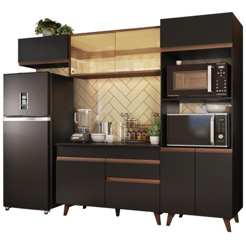 Cozinha Completa Reims Armário Balcão Preto Madesa
