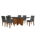 Ver imagem 2 de Sala de Jantar Mesa Evora 180 Mdf Vidro Canto Reto com 6 Cadeiras Grecia Rufato
