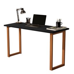 Mesa de Estudo 76 Cm Tampo Mdf Pés em Madeira Quarto e Escritório Estudo Trabalho Notebook Cor Preto - 3