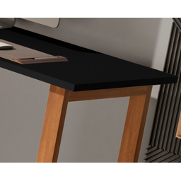 Mesa de Estudo 76 Cm Tampo Mdf Pés em Madeira Quarto e Escritório Estudo Trabalho Notebook Cor Preto - 4