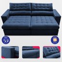 Ver imagem 5 de Sofá Retrátil e Reclinável 3,00m Molas Ensacadas Max Spring Velusoft Azul Cama Inbox