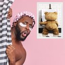 Ver imagem 1 de Quadro Divertido para Banheiro Masculino - Ted 33x24cm - com Vidro:moldura Branca