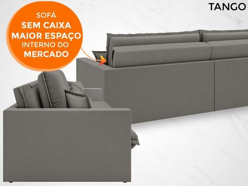 Sofá Tango 2,20M Sem Caixa, Retrátil e Reclinável Velosuede Cinza - Netsofás - 3