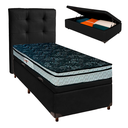 Ver imagem 1 de Conjunto Cama Box Bau Preto Solteiro + Colchão D28 Conforto Paropas + Cabeceira