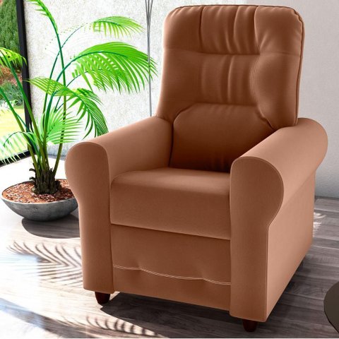 Poltrona Reclinável Maya Veludo Assento D23 Encosto Fibra Siliconada Cobre Matrix 110kg