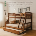 Ver imagem 6 de Treliche Casal/solteiro de Madeira Maciça com Cama Auxiliar Resistente