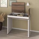 Ver imagem 2 de Mesa Escrivaninha Mind Moderno sem Gavetas MDP 85cm Ipe Branco Artany