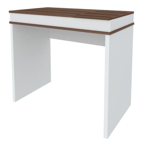 Mesa Escrivaninha Mind Moderno sem Gavetas MDP 85cm Ipe Branco Artany