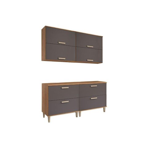 Cozinha Bella 4 Peças (2 Armários + 2 Balcões) 160cm Freijo-titanium Mgm