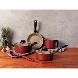 Jogo de Panelas Tramontina Turim 5 Peças - Starflon Max Vermelha Antiaderente Tramontina - 3