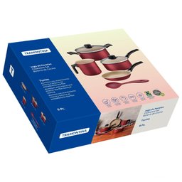 Jogo de Panelas Tramontina Turim 5 Peças - Starflon Max Vermelha Antiaderente Tramontina - 2