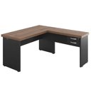 Ver imagem 3 de Mesa em L para Escritório Mesa em L Aster 2 Gavetas Noce Preto MDP Casah