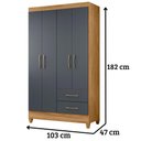 Ver imagem 2 de Guarda Roupa Solteiro Chile 4 Portas Freijó Cinza Moval
