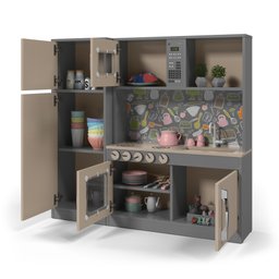 Cozinha Infantil com Refrigerador Diana em Mdf - Cinza - 3