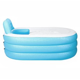 Banheira Inflável Portátil com Encosto 150l Vg Plus Azul - 3
