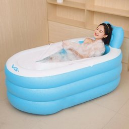 Banheira Inflável Portátil com Encosto 150l Vg Plus Azul - 2
