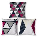 Ver imagem 1 de Kit 3 Almofadas Cheias 40cm X 40cm Decorativas Estampadas Digital Sala Sofá Quarto Geo Vermelho