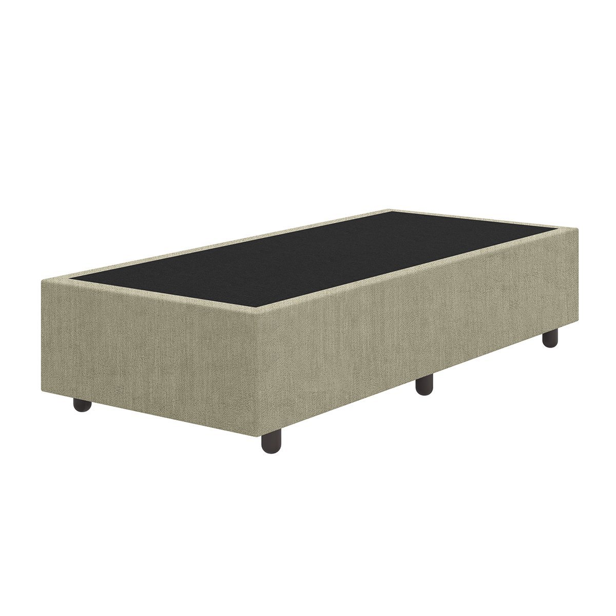 Base Cama Box Solteiro Veludo Bordado Bege Skybox - 4