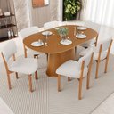 Ver imagem 2 de Mesa para Sala de Jantar Valência com 06 Cadeiras Sala de Jantar Dara L02 Bouclê Cru - Lyam Decor