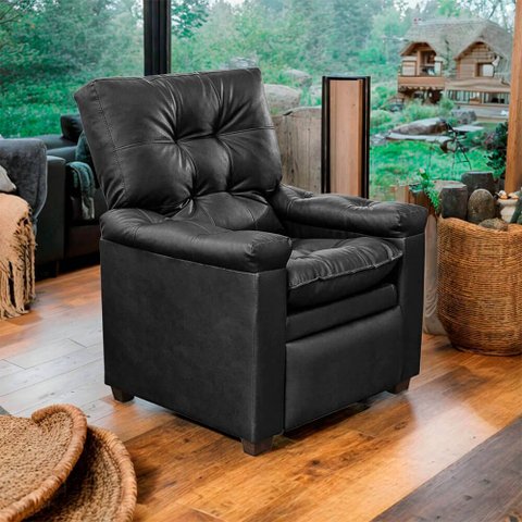 Poltrona do Papai Reclinável Imperador Couro Facto Preto - Sofa Store