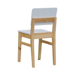 Kit 2 Cadeiras Linhas Estrutura Madeira Maciça Assento e Encosto MDF Laqueado - Natural/Branco - 5