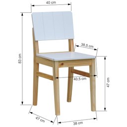 Kit 2 Cadeiras Linhas Estrutura Madeira Maciça Assento e Encosto MDF Laqueado - Natural/Branco - 3