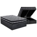 Ver imagem 1 de Cama Box Baú Queen: Colchão Molas Ensacadas Black Grafite + Base Crc Suede Gray (158x198)