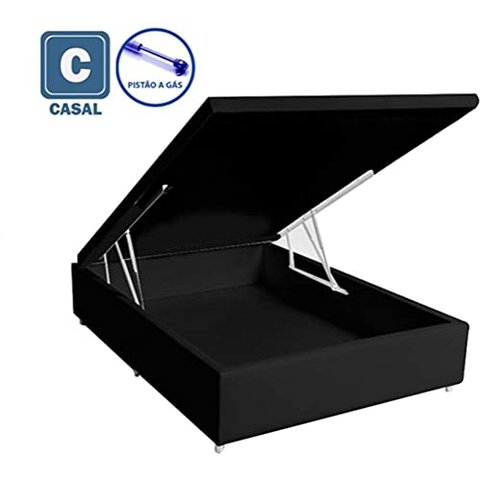 Cama Box Baú Casal Preto King 138x188x41