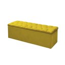 Ver imagem 1 de Calçadeira Baú P/ Box Casal 140cm Sofia C/ Capitonê Corano Amarelo - Lm Decor
