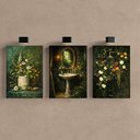 Ver imagem 2 de Kit 3 Quadro Decorativo Banheiro Lavabo Verde Moderno Toallet 28x20cm