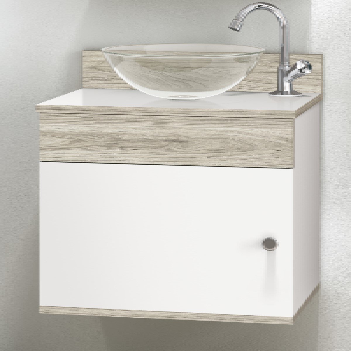 Gabinete para Banheiro Completo Prateleira Armário Espelho Avanti 44 cm Cor: Branco - 4