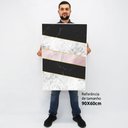 Ver imagem 2 de Quadro Decorativo Caixa Alta com Vidro Geométrico Listras Mármore TaColado Moldura Branca 90 x 60cm
