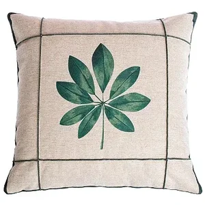 Capa Almofada Linho Floral Luxo 45x45 - Verde