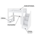 Ver imagem 4 de Cama Alta Juvenil Star Plus Office Multifuncional Branco