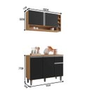 Ver imagem 4 de Balcão de Cozinha e Armário Aéreo Vanessa Cor Amêndoa/preto - Ajl Móveis