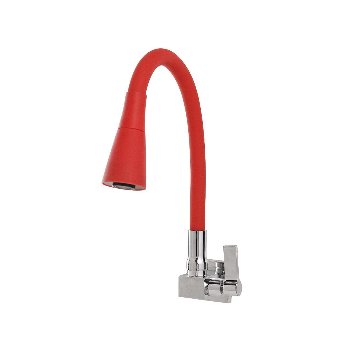Torneira Cozinha Flexível Quadrada Parede Cone Vermelho Casagrande Mundial - 1