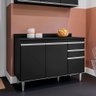 Balcão Melissa para Cozinha Preto C/ Tampo - Vallisa Decor - 3