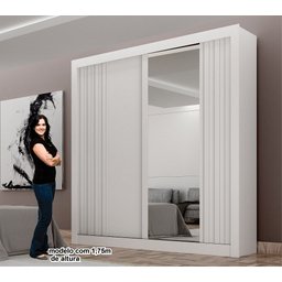 Guarda Roupa Solteiro 100% Mdf 2 Portas Correr com Espelho e 2 Gavetas Milano Leifer - 5