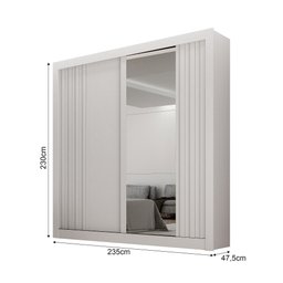 Guarda Roupa Solteiro 100% Mdf 2 Portas Correr com Espelho e 2 Gavetas Milano Leifer - 2
