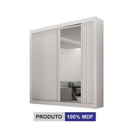 Guarda Roupa Solteiro 100% Mdf 2 Portas Correr com Espelho e 2 Gavetas Milano Leifer - 1