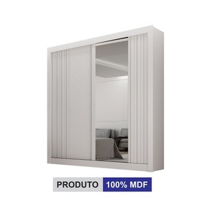 Guarda Roupa Solteiro 100% Mdf 2 Portas Correr com Espelho e 2 Gavetas Milano Leifer