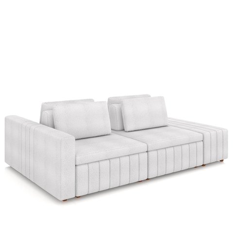 Sofá Ilha Living com Puff 245cm Siesta M22 Bouclê Branco - Mpozenato