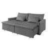 Sofá Cama Slim New Roma 2 Mts Veludo Molas Bonnel com Pillow Cor:cinza - 1